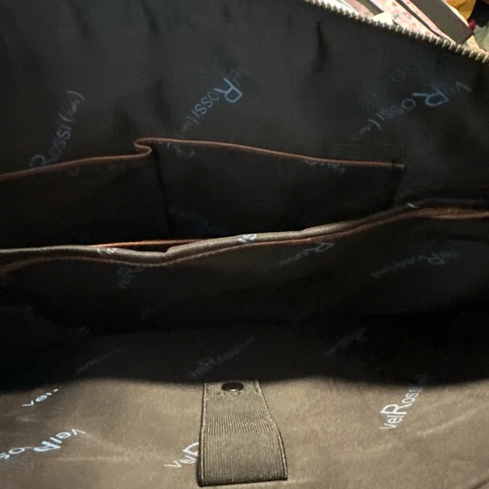 Vei Rossi Made In Italy‎ Brown Leather Briefcase Laptop Bag with Strap